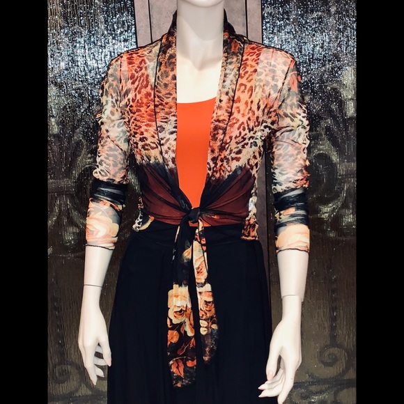 Elana Kattan Jackets & Blazers - L - Elana Kattan Pumpkin Spice Mesh Cover-up